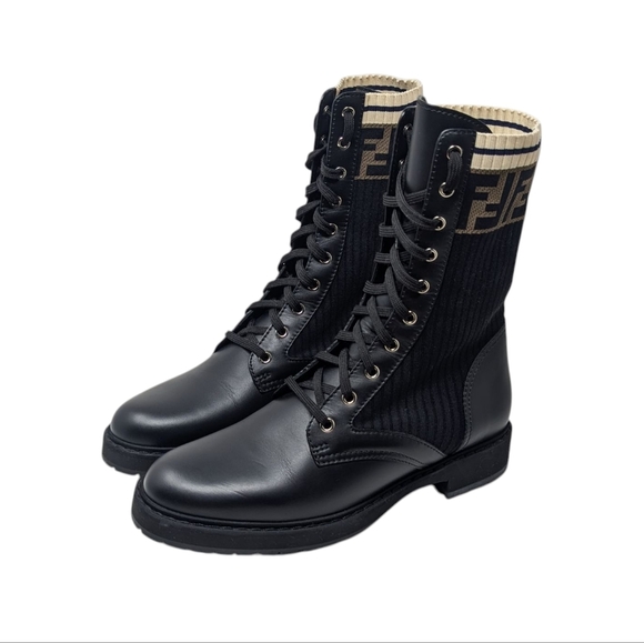 NIB Fendi Rockoko Knit FF Combat Logo Sock Boot Size EU 41 - Picture 2 of 16